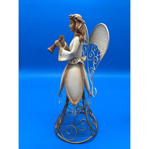 Decorative Angel Figurines Musical Theme Wire Frame Metal Base Set - Picture 4 of 12